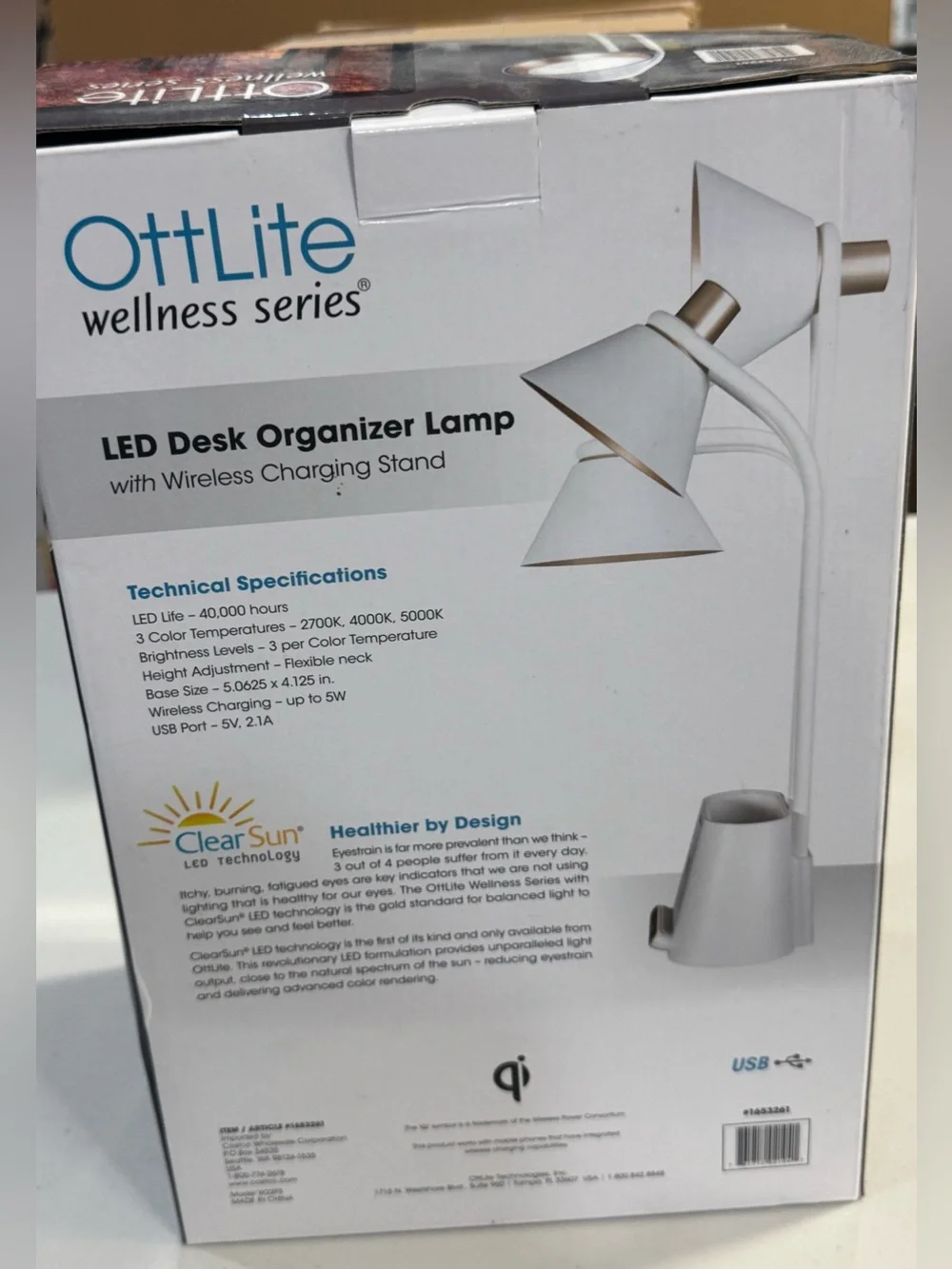 OttLite LED Desk Organizer Lamp 17.25” -Light LED Battery Powered Adjustable